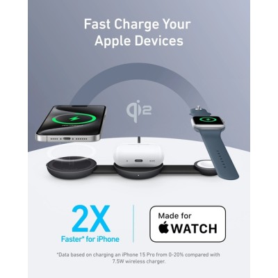 Бездротовий зарядний пристрій ANKER MagGo Wireless Charging Pad 15W 3-in-1 Foldable (Чорний) Бездротовий зарядний пристрій ANKER MagGo Wireless Charging Pad 15W 3-in-1 Foldable (Чорний)