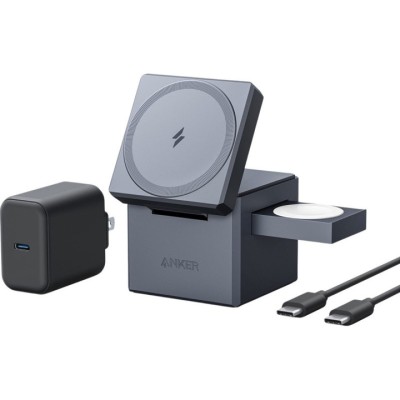 Бездротовий зарядний пристрій ANKER MagGo Wireless Charging Station 15W 3-in-1 Cube (Чорний) Бездротовий зарядний пристрій ANKER MagGo Wireless Charging Station 15W 3-in-1 Cube (Чорний)