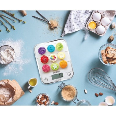 Ваги Tefal кухонні Optiss Decor, 5кг, AAAx2 в комплекті, скло, різнокольоровий (BC5122V1)
