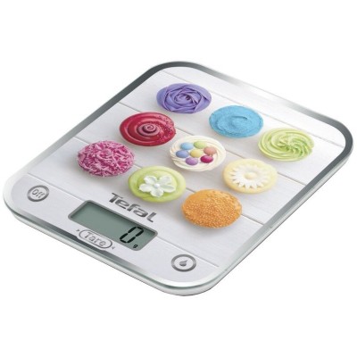 Ваги Tefal кухонні Optiss Decor, 5кг, AAAx2 в комплекті, скло, різнокольоровий (BC5122V1)