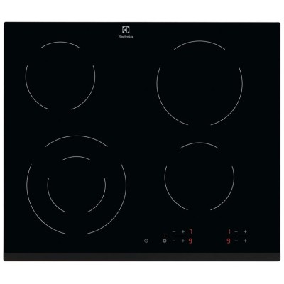 Варильна поверхня Electrolux електрична склокерамічна, 60см, чорний (EHF6241FOK)