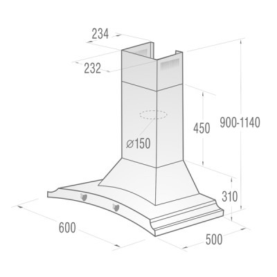 Витяжка Gorenje купольна, 60см, 621м3ч, бежевий (DK63MCLI)