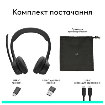 Головні бездротові навушники накладні з вбудованим мікрофоном LOGITECH Zone 305 - MIDNIGHT BLACK - 2.4GHZ/BT - PLUGC - EMEA28-93 Головні бездротові навушники накладні з вбудованим мікрофоном LOGITECH Zone 305 - MIDNIGHT BLACK - 2.4GHZ/BT - PLUGC - EMEA28-93