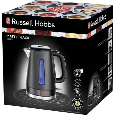 Електрочайник Russell Hobbs Matte Black 1.8л, Strix, метал, чорний (26140-70) Електрочайник Russell Hobbs Matte Black 1.8л, Strix, метал, чорний (26140-70)