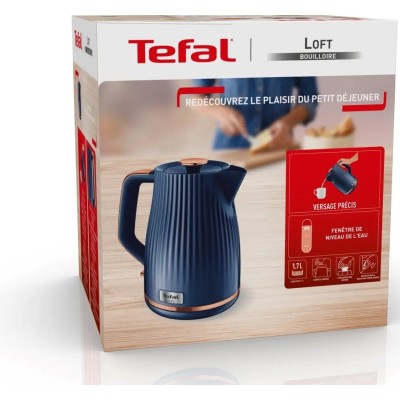 Електрочайник Tefal Loft 1.7л, Strix, пластик, синій (KO251430)