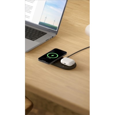 Зарядний пристрій бездротовий Belkin 2в1 15Вт Pad Qi2, чорний (WIZ021VFBK)