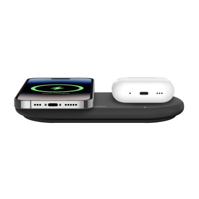 Зарядний пристрій бездротовий Belkin 2в1 15Вт Pad Qi2, чорний (WIZ021VFBK)