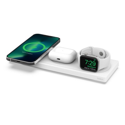 Зарядний пристрій бездротовий Belkin 3в1 MagSafe PRO iPhone/Watch/AirPods, білий (WIZ016VFWH) Зарядний пристрій бездротовий Belkin 3в1 MagSafe PRO iPhone/Watch/AirPods, білий (WIZ016VFWH)