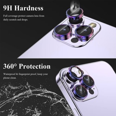 Захисне скло Metal Classic на камеру (у упак.) для Apple iPhone 14 Pro (6.1") / 14 Pro Max (6.7") Бузковий / Rainbow