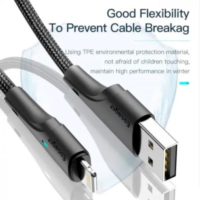 Кабель ESSAGER Rousseau 3A Fast Charging USB Lightning Cable 1m (EXCL-LS01) Black Кабель ESSAGER Rousseau 3A Fast Charging USB Lightning Cable 1m (EXCL-LS01) Black