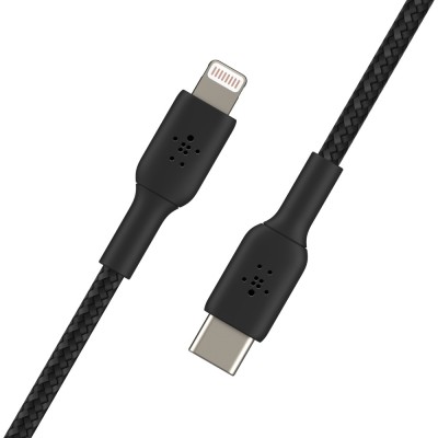 Кабель USB-C > Lightning заряджання/синхронізації Belkin 2м, 30Вт, Type-C, плетений, чорний (CAA004BT2MBK) Кабель USB-C > Lightning заряджання/синхронізації Belkin 2м, 30Вт, Type-C, плетений, чорний (CAA004BT2MBK)