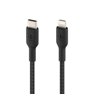 Кабель USB-C > Lightning заряджання/синхронізації Belkin 2м, 30Вт, Type-C, плетений, чорний (CAA004BT2MBK) Кабель USB-C > Lightning заряджання/синхронізації Belkin 2м, 30Вт, Type-C, плетений, чорний (CAA004BT2MBK)