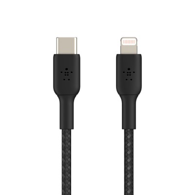Кабель USB-C > Lightning заряджання/синхронізації Belkin 2м, 30Вт, Type-C, плетений, чорний (CAA004BT2MBK) Кабель USB-C > Lightning заряджання/синхронізації Belkin 2м, 30Вт, Type-C, плетений, чорний (CAA004BT2MBK)