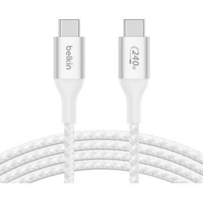 Кабель USB-C > USB-C заряджання/синхронізації Belkin 2м, 240Вт, Type-C, плетений, білий (CAB015BT2MWH) Кабель USB-C > USB-C заряджання/синхронізації Belkin 2м, 240Вт, Type-C, плетений, білий (CAB015BT2MWH)