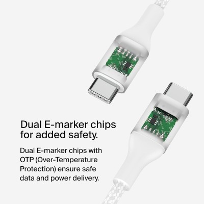Кабель USB-C > USB-C заряджання/синхронізації Belkin 2м, 240Вт, Type-C, плетений, білий (CAB015BT2MWH) Кабель USB-C > USB-C заряджання/синхронізації Belkin 2м, 240Вт, Type-C, плетений, білий (CAB015BT2MWH)