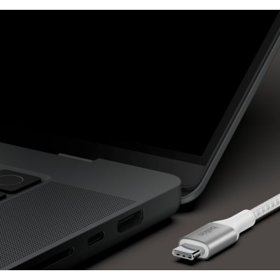 Кабель USB-C > USB-C заряджання/синхронізації Belkin 2м, 240Вт, Type-C, плетений, білий (CAB015BT2MWH) Кабель USB-C > USB-C заряджання/синхронізації Belkin 2м, 240Вт, Type-C, плетений, білий (CAB015BT2MWH)