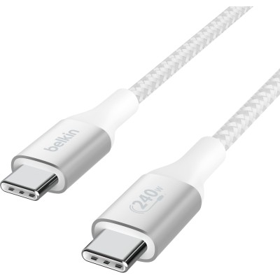 Кабель USB-C > USB-C заряджання/синхронізації Belkin 2м, 240Вт, Type-C, плетений, білий (CAB015BT2MWH) Кабель USB-C > USB-C заряджання/синхронізації Belkin 2м, 240Вт, Type-C, плетений, білий (CAB015BT2MWH)