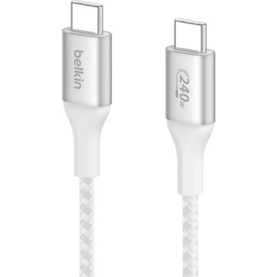 Кабель USB-C > USB-C заряджання/синхронізації Belkin 2м, 240Вт, Type-C, плетений, білий (CAB015BT2MWH) Кабель USB-C > USB-C заряджання/синхронізації Belkin 2м, 240Вт, Type-C, плетений, білий (CAB015BT2MWH)