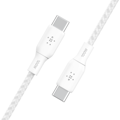 Кабель USB-C > USB-C заряджання/синхронізації Belkin 3м, 100Вт, Type-C, плетений, білий (CAB014BT3MWH) Кабель USB-C > USB-C заряджання/синхронізації Belkin 3м, 100Вт, Type-C, плетений, білий (CAB014BT3MWH)