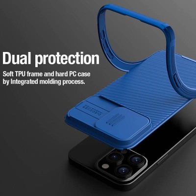 Карбонова накладка Nillkin CamShield Pro Magnetic для Apple iPhone 15 Pro (6.1") Blue