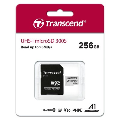 Карта пам'яті Transcend microSD 256GB C10 UHS-I R100/W40MB/s + SD (TS256GUSD300S-A) Карта пам'яті Transcend microSD 256GB C10 UHS-I R100/W40MB/s + SD (TS256GUSD300S-A)