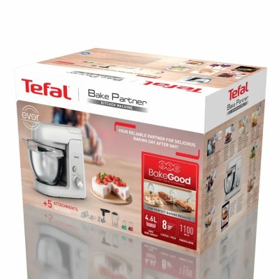 Кухонна машина Tefal Bake Partner 1100Вт, чаша-метал, корпус-пластик, насадок-8, білий (QB525B38) Кухонна машина Tefal Bake Partner 1100Вт, чаша-метал, корпус-пластик, насадок-8, білий (QB525B38)