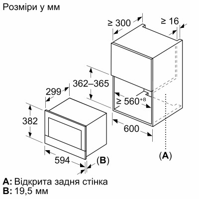 Мікрохвильова піч Bosch вбудована, 21л, електр. керув., 900Вт, дисплей, чорний (BFL7221B1)