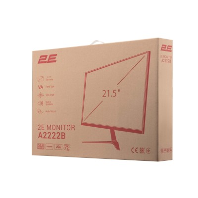 Монітор 2E 21.5" A2222B D-Sub, HDMI, MM, VA, 75Hz Монітор 2E 21.5" A2222B D-Sub, HDMI, MM, VA, 75Hz