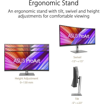 Монітор Asus 34.1" ProArt PA34VCNV 2xHDMI, 2xDP, USB-C, 2xUSB, RJ-45, MM, IPS, 3440x1440, 21:9, sRGB 100%, CURVED, AdaptiveSync,