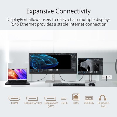 Монітор Asus 34.1" ProArt PA34VCNV 2xHDMI, 2xDP, USB-C, 2xUSB, RJ-45, MM, IPS, 3440x1440, 21:9, sRGB 100%, CURVED, AdaptiveSync,