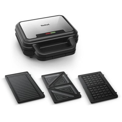 Мультимейкер Tefal UltraCompact 3in1 700Вт, тефлон, 3 пластини, корпус-метал, чорно-сірий (SW383D10) Мультимейкер Tefal UltraCompact 3in1 700Вт, тефлон, 3 пластини, корпус-метал, чорно-сірий (SW383D10)