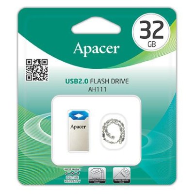Накопичувач Apacer 32GB USB 2.0 Type-A AH111 Blue (AP32GAH111U-1)