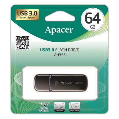 Накопичувач Apacer 64GB USB 3.2 Type-A AH355 Чорний (AP64GAH355B-1)