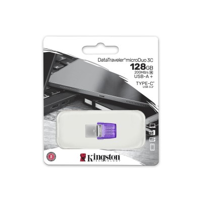Накопичувач Kingston 128GB USB 3.2 Type-A Gen1 + Type-C DT microDuo 3C R200MB/s (DTDUO3CG3/128GB) Накопичувач Kingston 128GB USB 3.2 Type-A Gen1 + Type-C DT microDuo 3C R200MB/s (DTDUO3CG3/128GB)