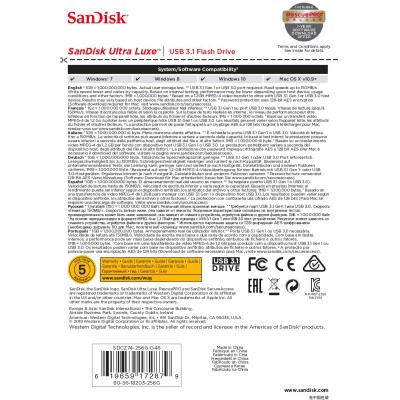 Накопичувач SanDisk 256GB USB 3.1 Type-A Ultra Luxe Срібний (SDCZ74-256G-G46) Накопичувач SanDisk 256GB USB 3.1 Type-A Ultra Luxe Срібний (SDCZ74-256G-G46)