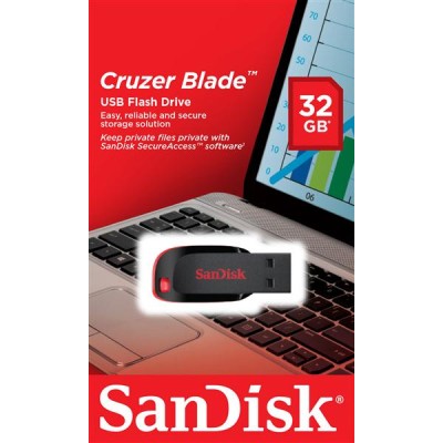 Накопичувач SanDisk 32GB USB 2.0 Type-A Cruzer Blade Чорний (SDCZ50-032G-B35)