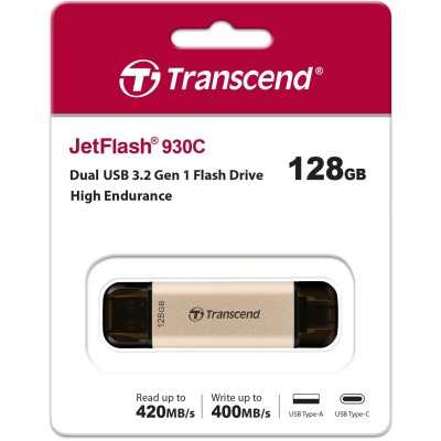 Накопичувач Transcend 128GB USB 3.2 Type-A + Type-C JetFlash 930 R420/W400MB/s Чорний (TS128GJF930C) Накопичувач Transcend 128GB USB 3.2 Type-A + Type-C JetFlash 930 R420/W400MB/s Чорний (TS128GJF930C)