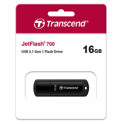 Накопичувач Transcend 16GB USB 3.1 Type-A JetFlash 700 Чорний (TS16GJF700)