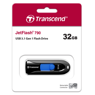 Накопичувач Transcend 32GB USB 3.1 Type-A JetFlash 790 Чорний (TS32GJF790K)