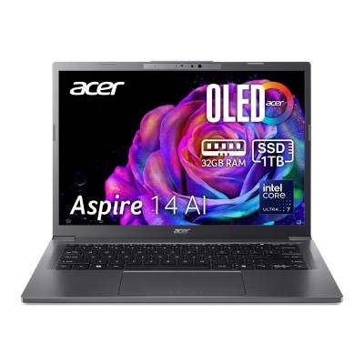 Ноутбук Acer Aspire 14 A14-52M 14" WUXGA OLED, Intel U7-258V, 32GB, F1TB, UMA, Win11, сірий (NX.JFVEU.005)