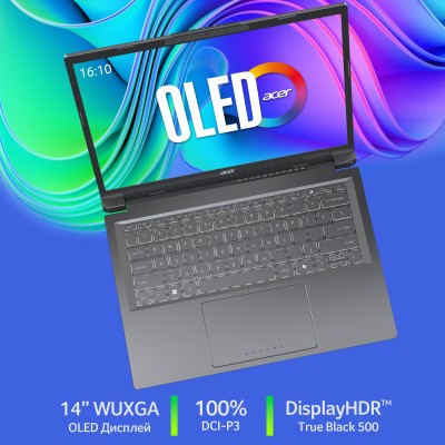 Ноутбук Acer Aspire 14 A14-52M 14" WUXGA OLED, Intel U7-258V, 32GB, F1TB, UMA, Win11, сірий (NX.JFVEU.005)