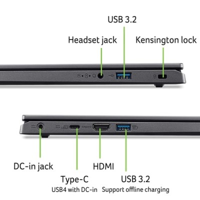 Ноутбук Acer Aspire 15 A15-41M 15.6" FHD IPS, AMD R5-8640HS, 16GB, F512GB, UMA, Win11, сірий (NX.KVXEU.001)