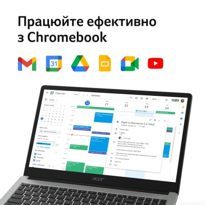 Ноутбук Acer Chromebook CB315-4HT 15" FHD IPS Touch, Intel C N4500, 8GB, F128GB, UMA, ChromeOS, сріблястий (NX.KBAEU.001) Ноутбук Acer Chromebook CB315-4HT 15" FHD IPS Touch, Intel C N4500, 8GB, F128GB, UMA, ChromeOS, сріблястий (NX.KBAEU.001)