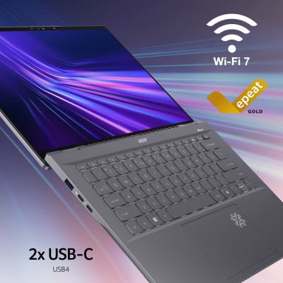 Ноутбук Acer Swift 14 AI SF14-11 14.5" WQXGA IPS, Quallcomm X1P-64-100, 16GB, F1TB, UMA, Win11, сірий (NX.KZXEU.001)