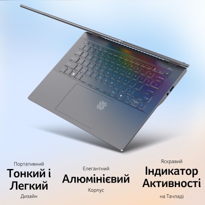 Ноутбук Acer Swift 14 AI SF14-11 14.5" WQXGA IPS, Quallcomm X1P-64-100, 16GB, F1TB, UMA, Win11, сірий (NX.KZXEU.001)