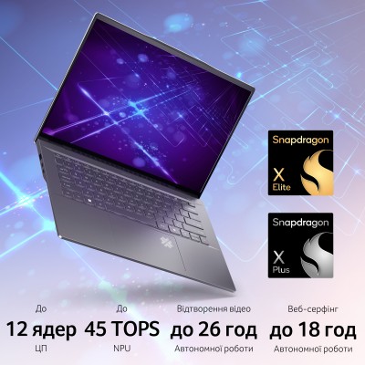Ноутбук Acer Swift 14 AI SF14-11 14.5" WQXGA IPS, Quallcomm X1P-64-100, 16GB, F1TB, UMA, Win11, сірий (NX.KZXEU.001)