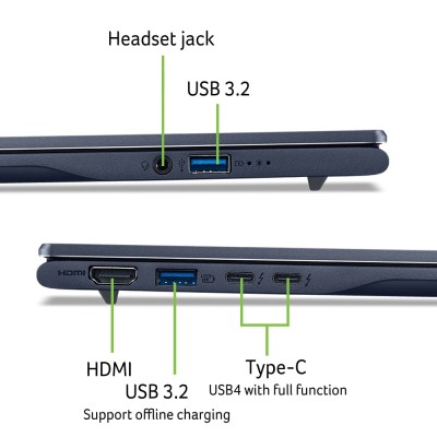 Ноутбук Acer Swift 14 AI SF14-51 14.5" 2.8K OLED, Intel U7-256V, 16GB, F512GB, UMA, Win11, синій (NX.J2KEU.002)