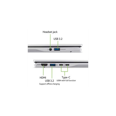 Ноутбук Acer Swift 14 AI SF14-61T 14" WUXGA IPS, AMD R9-365, 16GB, F512GB, UMA, Win11, сріблястий (NX.J1CEU.001)