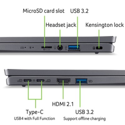 Ноутбук Acer Swift Go 14 SFG14-63 14" 2.8K OLED, AMD R7-8845HS, 32GB, F1TB, UMA, Lin, сірий (NX.KYLEU.005)