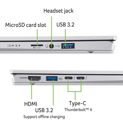 Ноутбук Acer Swift Go 14 SFG14-74 14" WUXGA OLED, Intel U7-255H, 16GB, F1TB, UMA, Win11, сріблястий (NX.JCWEU.005)